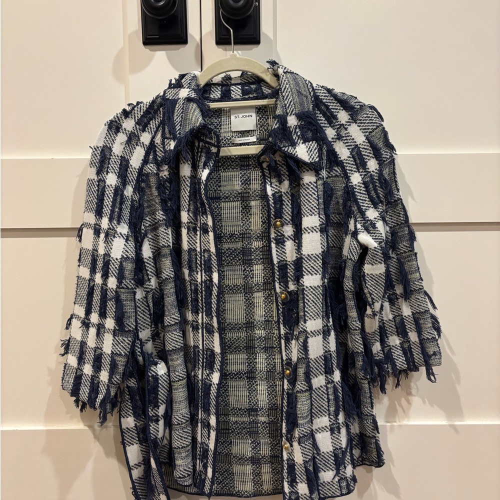 St. John Navy and Cream Textured Jacket
